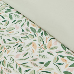 Funda nórdica hojas Pra color verde 100% Algodón percal