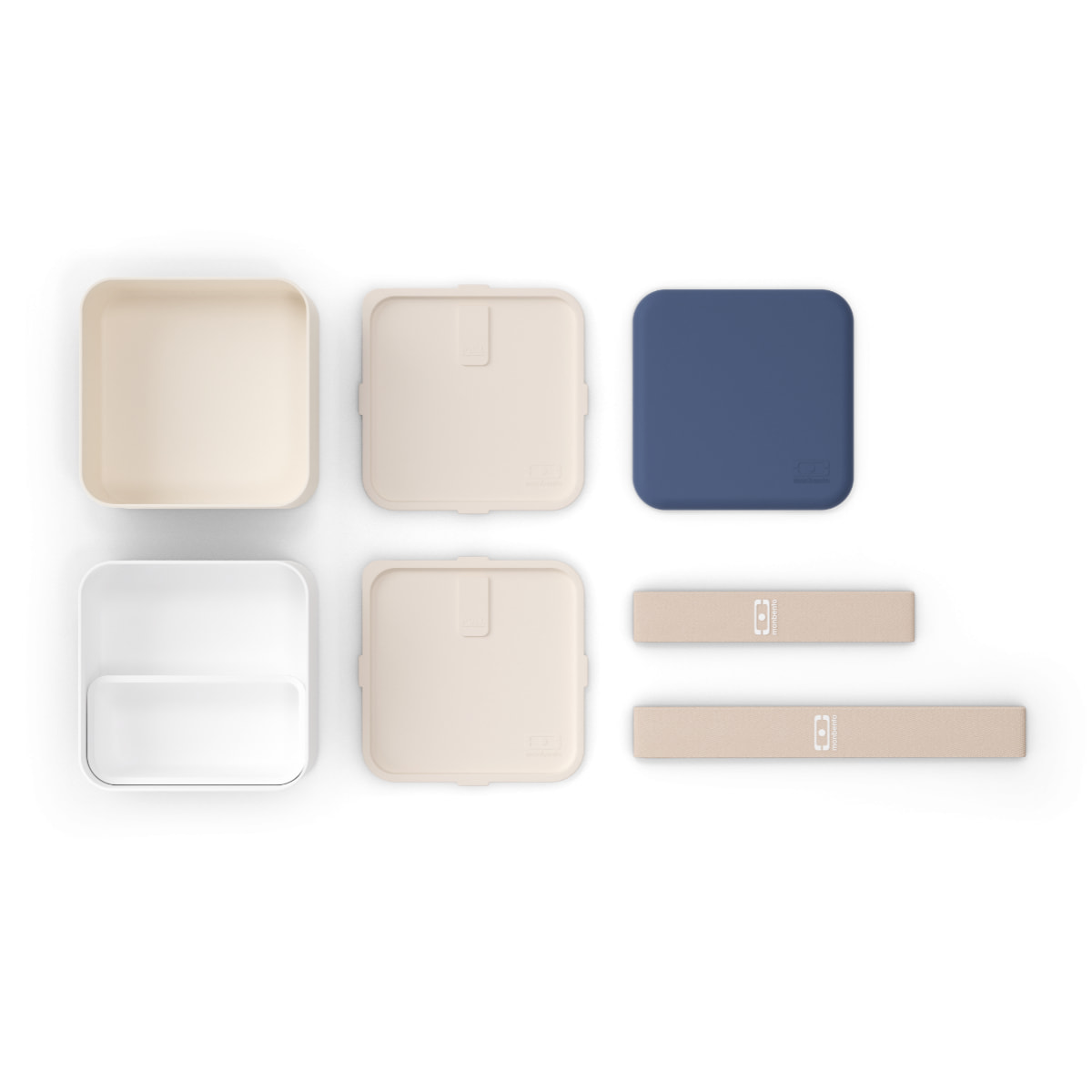 Lunch Box Bento Made in France - MB Square bleu Natural / blanc