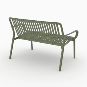 Banquette de jardin en plastique vert kaki 2 places - Ivy