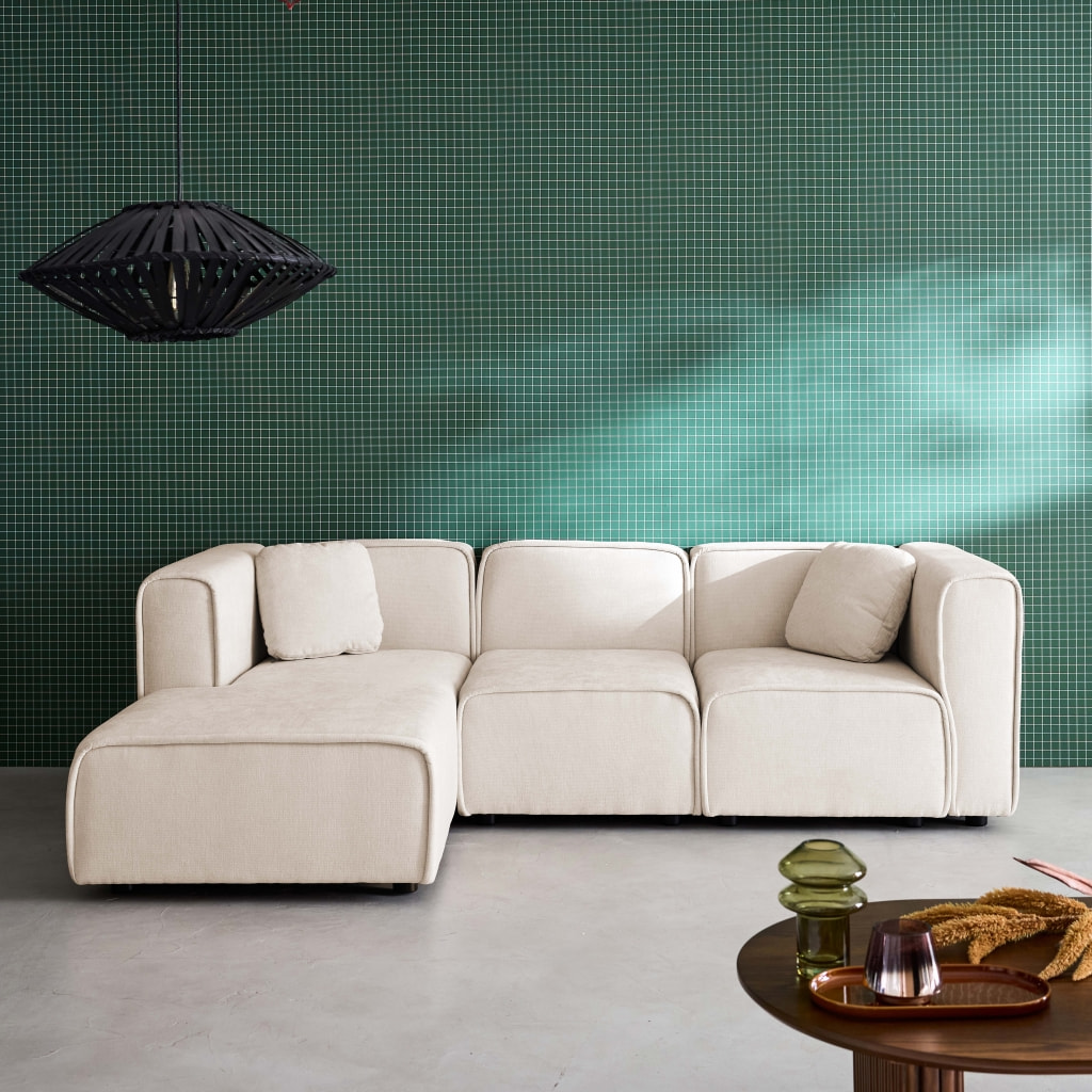 Canapé d'angle gauche 3 places tissu LESTER