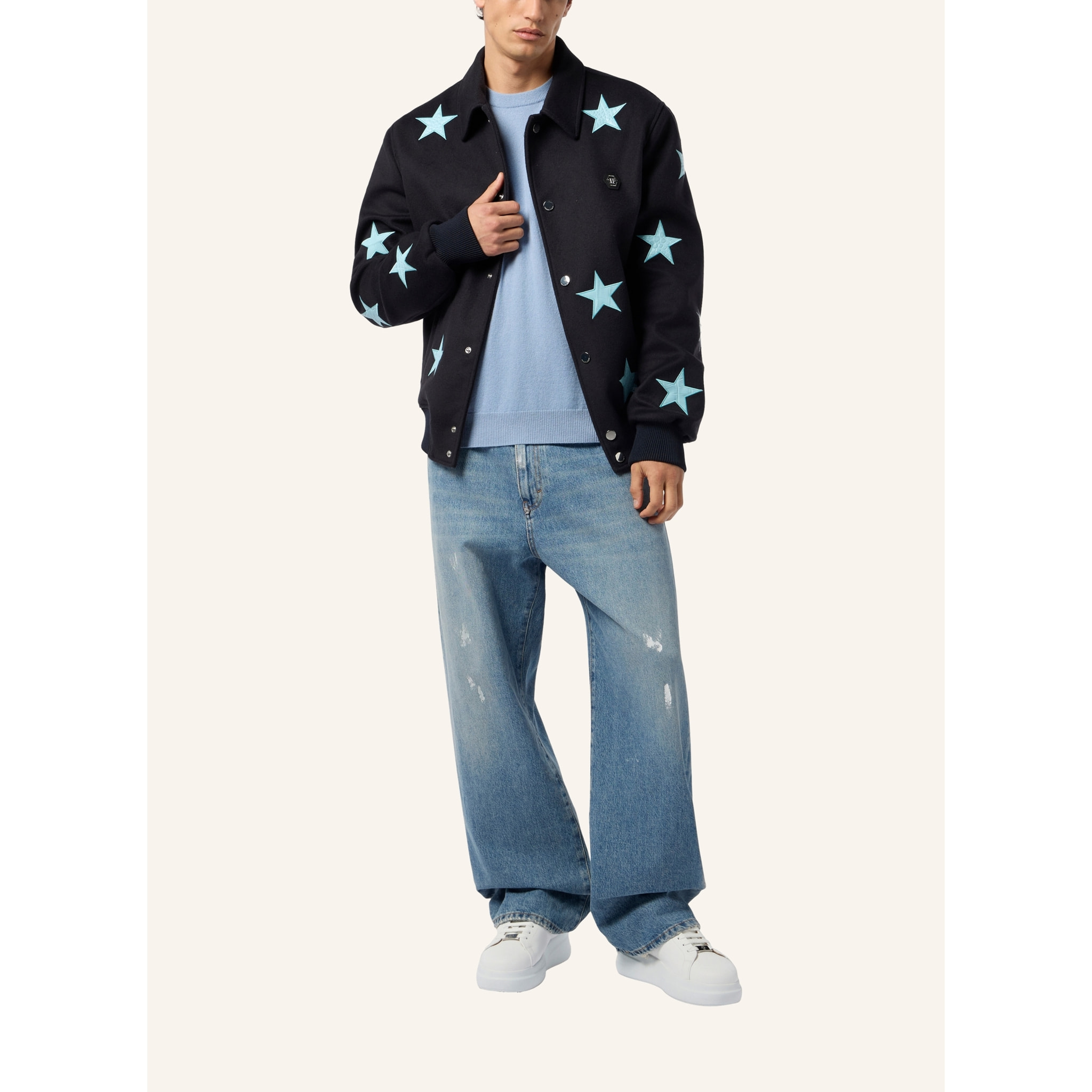 PHILIPP PLEIN Wool Coster Jacket Cocco Stars