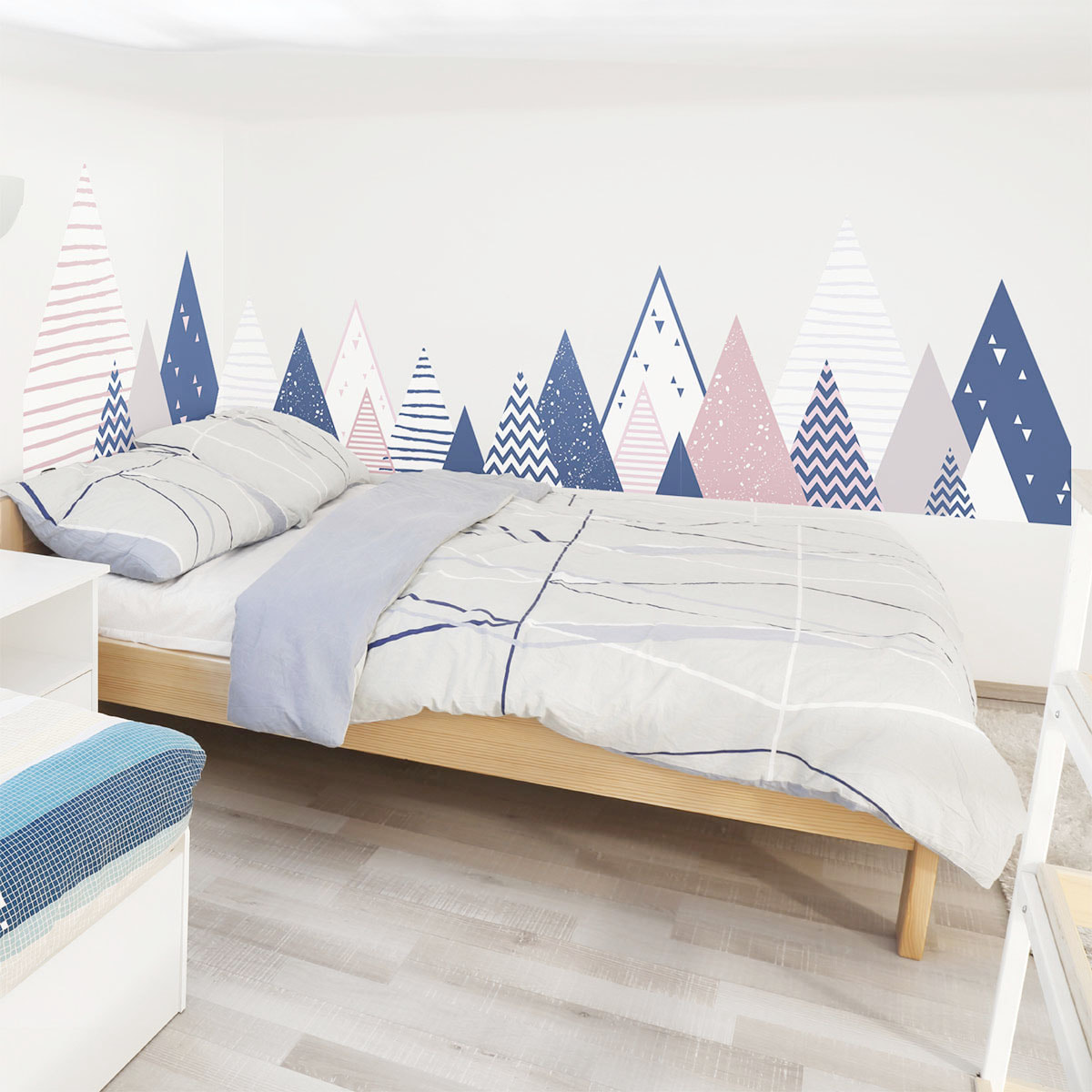 Stickers muraux enfants - Décoration chambre bébé - Autocollant Sticker mural géant enfant montagnes scandinaves ARIKA