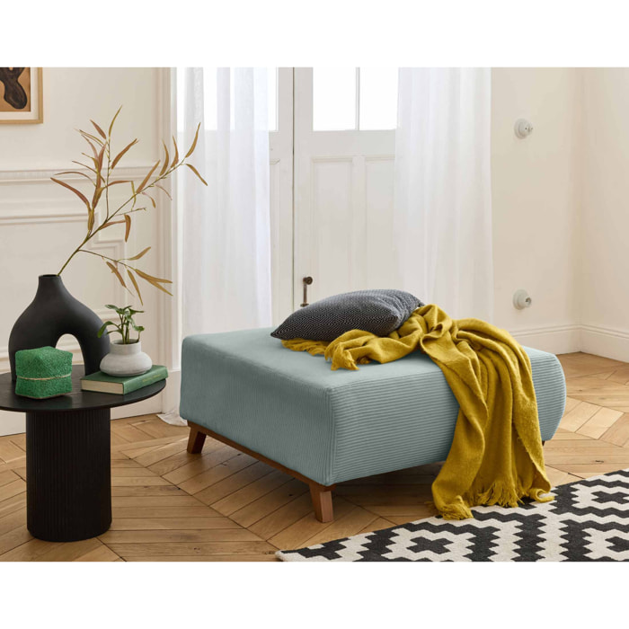 Cristal - pouf modulable - 95 cm - en velours côtelé - Bleu