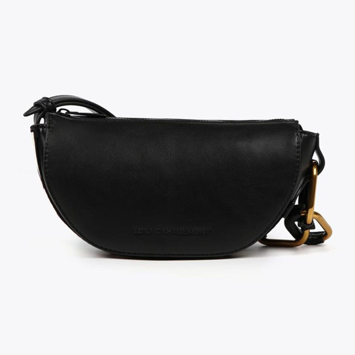 Borsa a tracolla con rondelle e nastro con logo