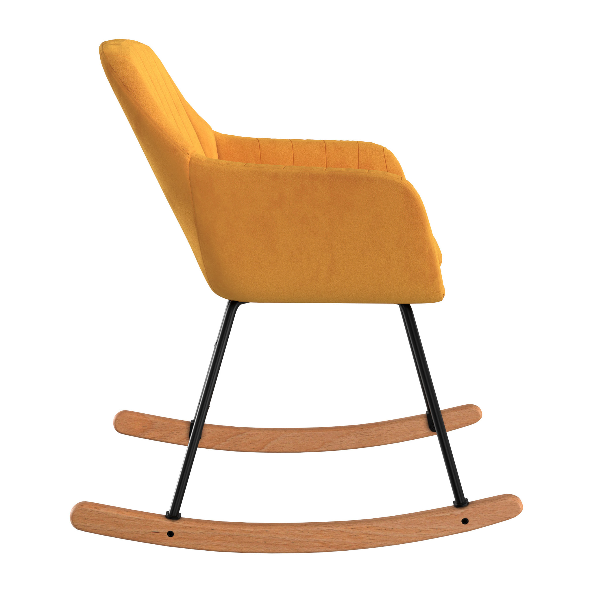 Rocking-chair en velours jaune - Isola