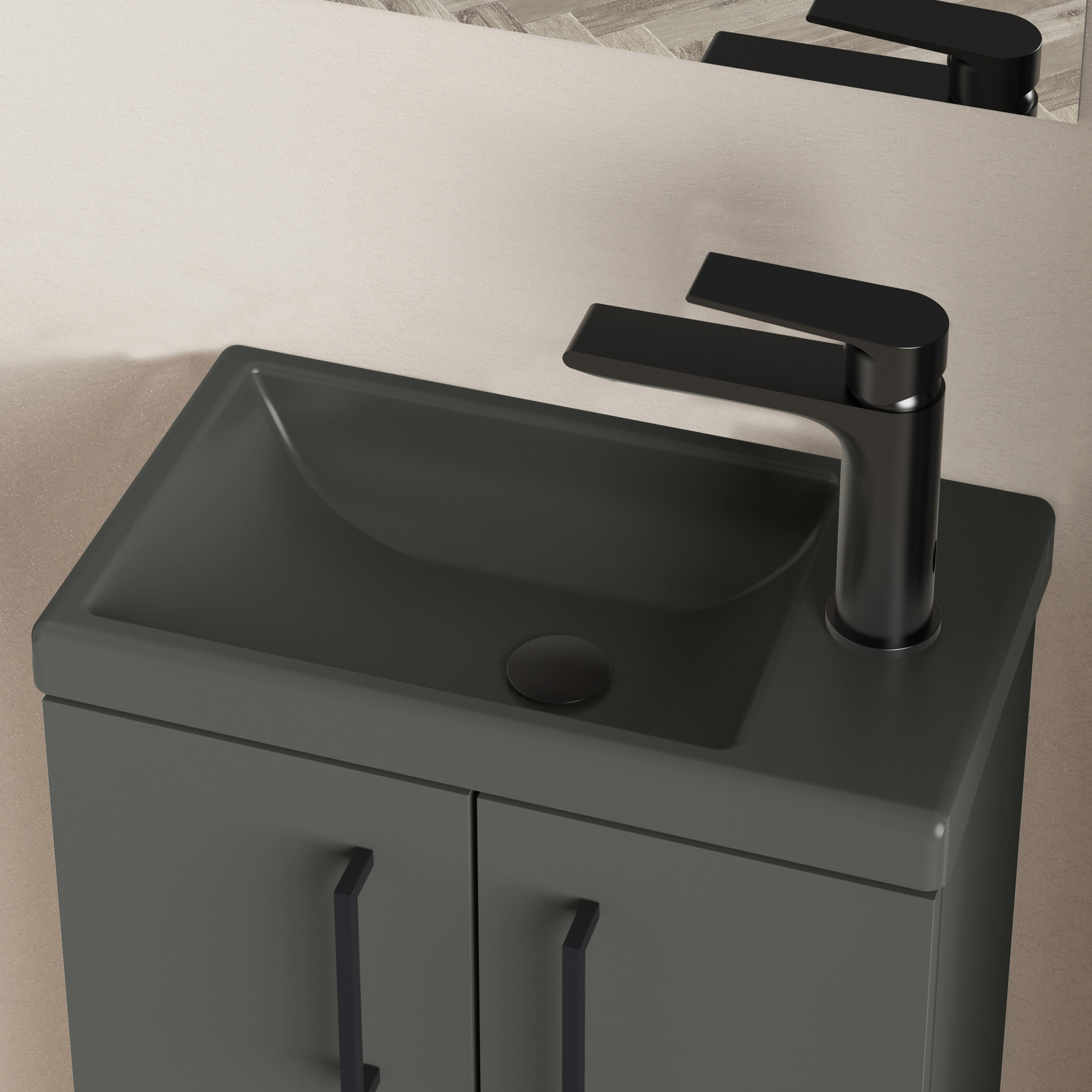 Ensemble de salle de bain LAVEMAINS MONO COLOR, Alday, 40 cm, anthracite
