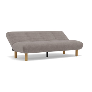 Soan - Banquette 2 places convertible clic-clac en velours texturé - Gris clair