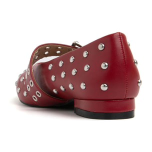 Ballerina a punta con borchie - ROSSO