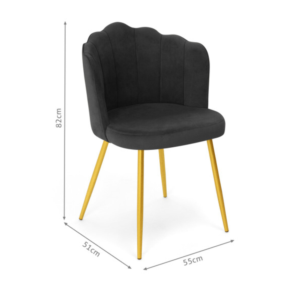 Chaises Arielle pieds dorés - Velours gris