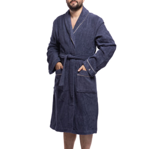 Scalpers albornoz liso con ribete y detalle bordado azul marino talla l-xl