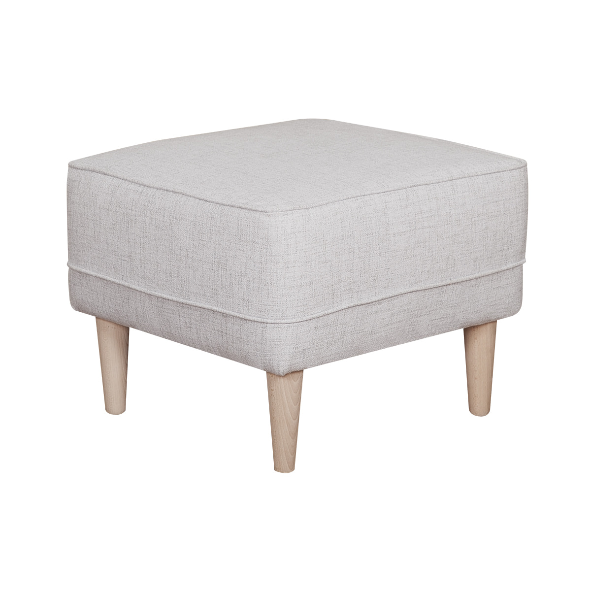 Pouf repose-pieds en tissu gris clair et bois clair PAPEL