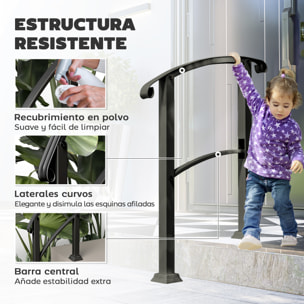 Barandilla de Escalera 71 cm Pasamanos para Escalera con Kit de Instalación Ángulo Ajustable para 1-3 Escalones para Exterior Terraza Patio Negro