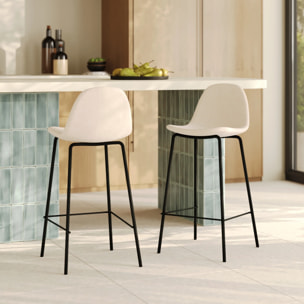 Lot de 2 chaises pour îlot central en tissu beige 65,5 cm - Henrik