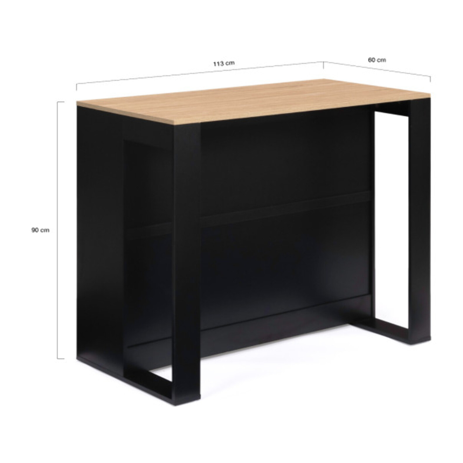 Ilot central de cuisine Nino avec rangements - Bois - Noir