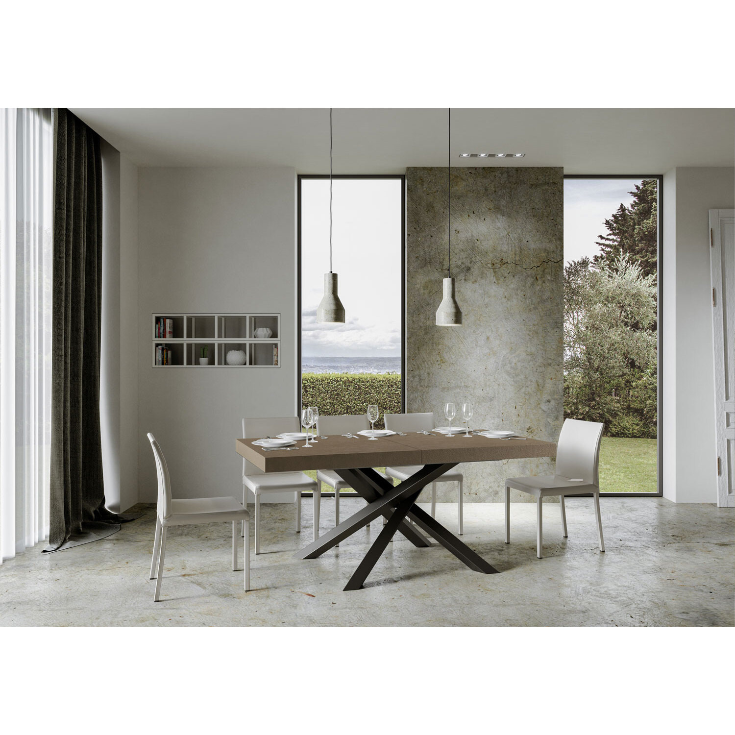 Table extensible 90x160/264 cm Volantis taupe pieds anthracite