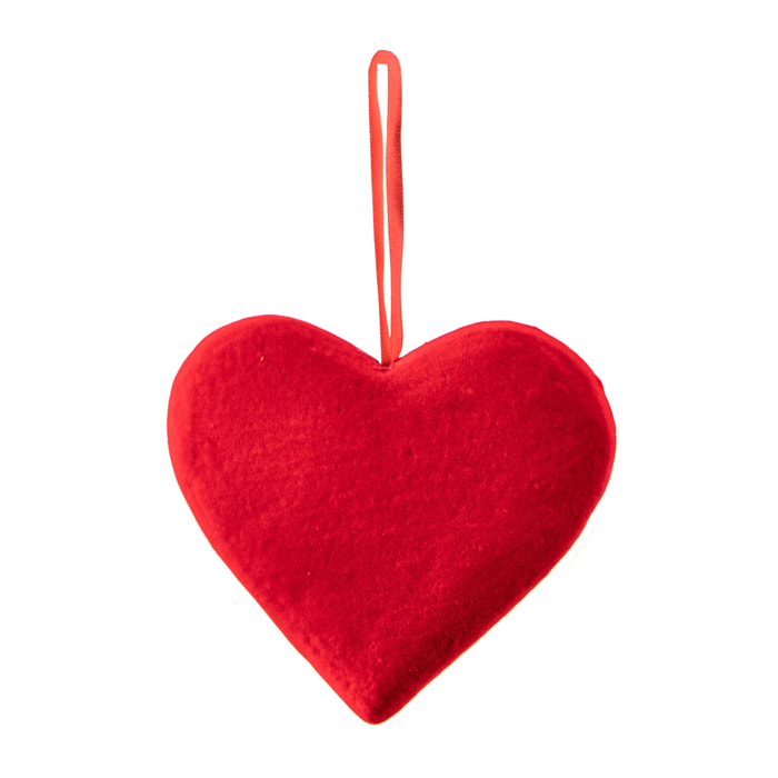 Cuore Floccato. Altezza 30 Cm - Pezzi 3 - 28,5X3X26cm - Colore: rosso - Bianchi Dino - Articoli Natalizi