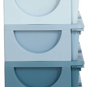Organisateur de jouets enfant 6 tiroirs 3 niveaux bleu