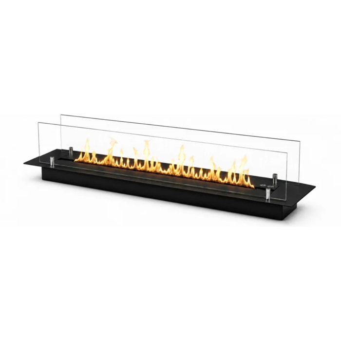 Topline - Bruciatore Per Camino A Bioetanolo 2,5lt Da Incasso 90x21x25 cm Black Edition in Acciaio