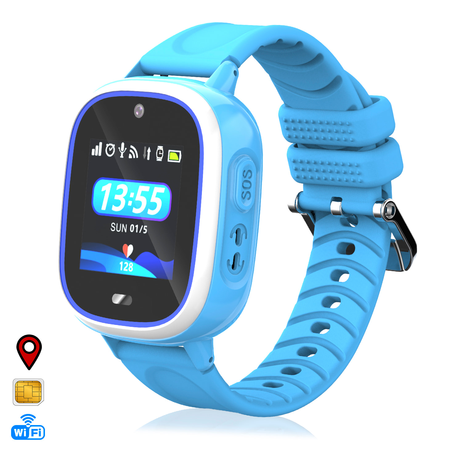 DAM Smartwatch TD31 GPS, LBS, WiFi. Localizador especial para niños. Con cámara, llamada SOS, alarma. 4,1x1,55x5,5 Cm. Color: Azul