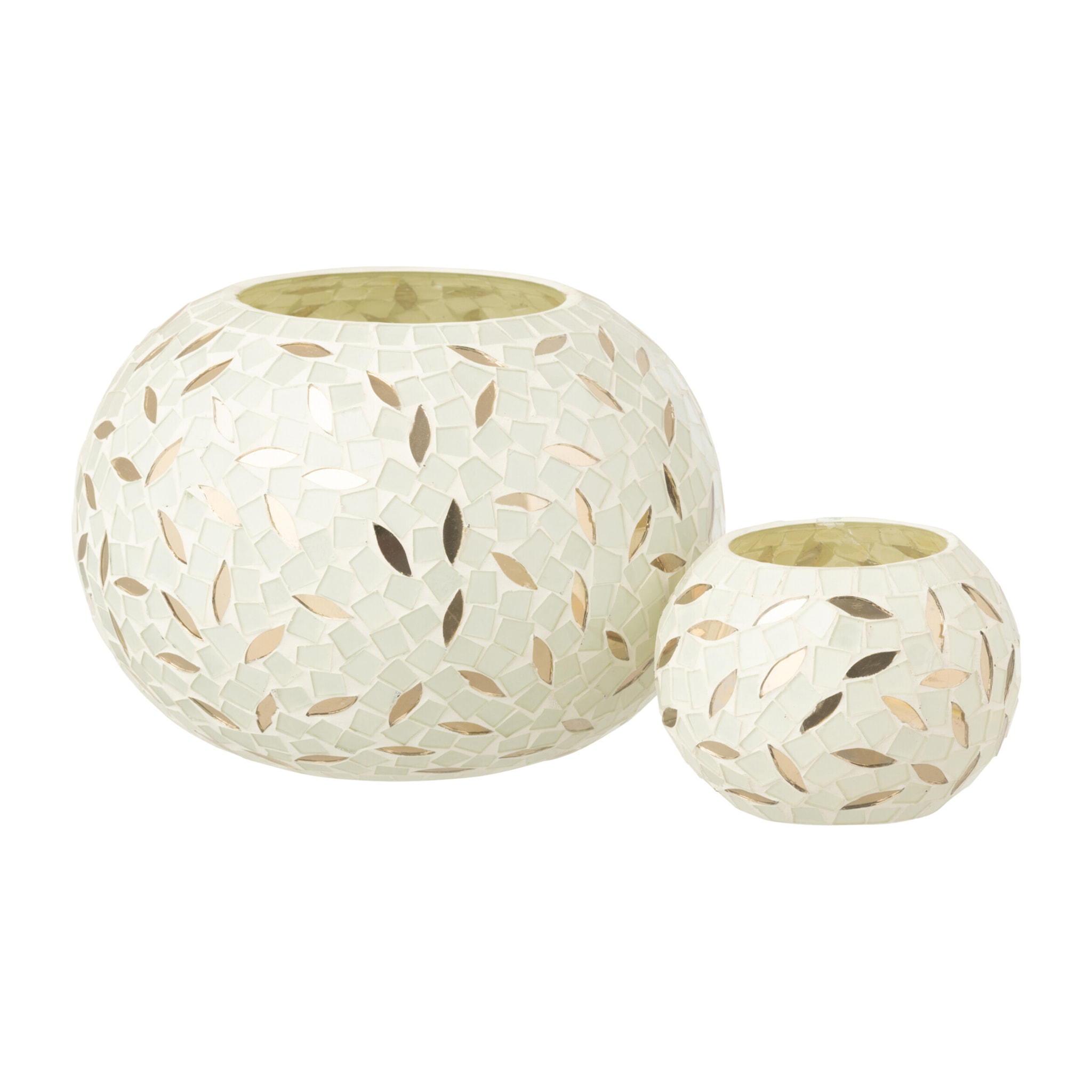 J-Line bougeoir Bal - verre - blanc/argent - small