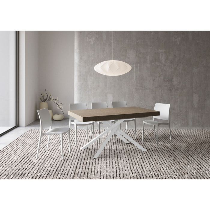 Mesa extensible 80x160/244 cm Karida gris paloma patas blanca