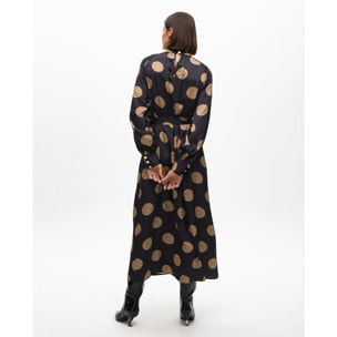 Abito svasato collo alto a pois