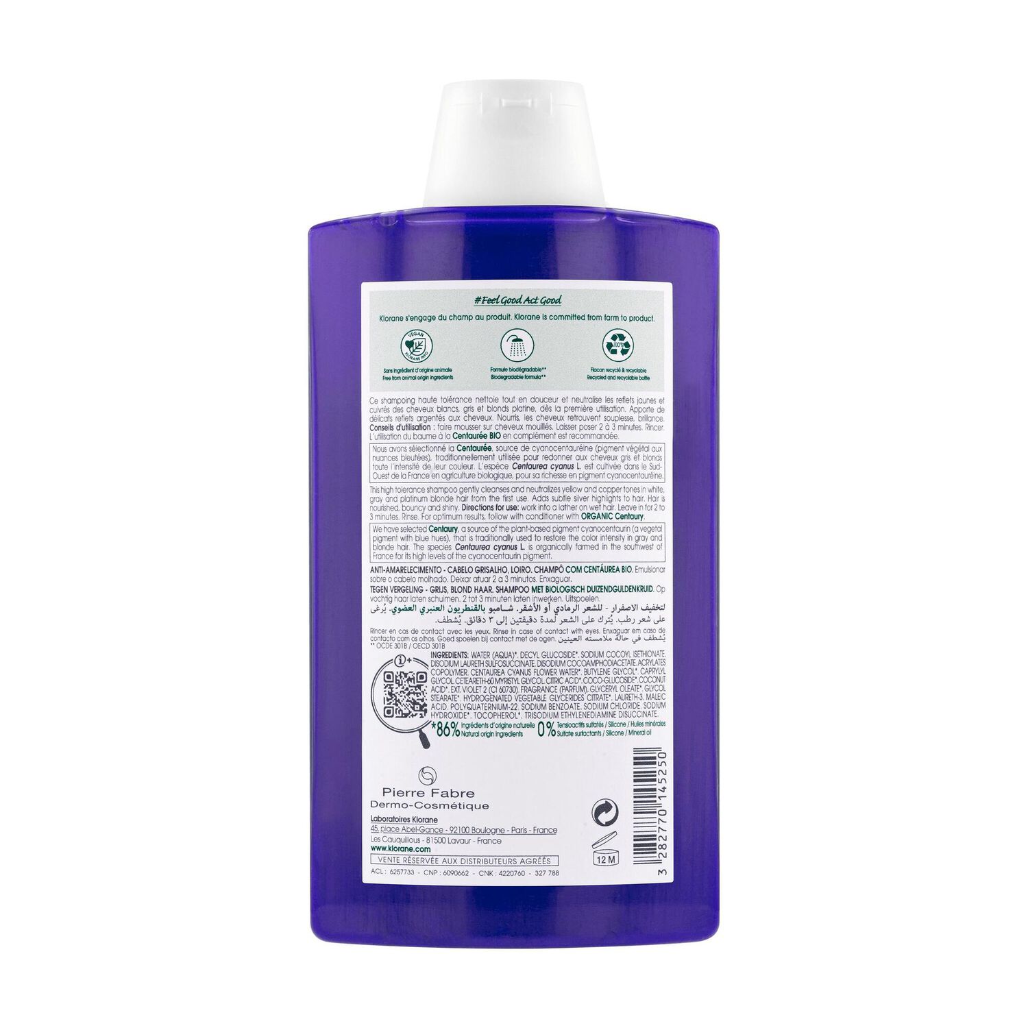 Centaurée Bio  - Shampoing Déjaunissant - Cheveux Gris Blonds