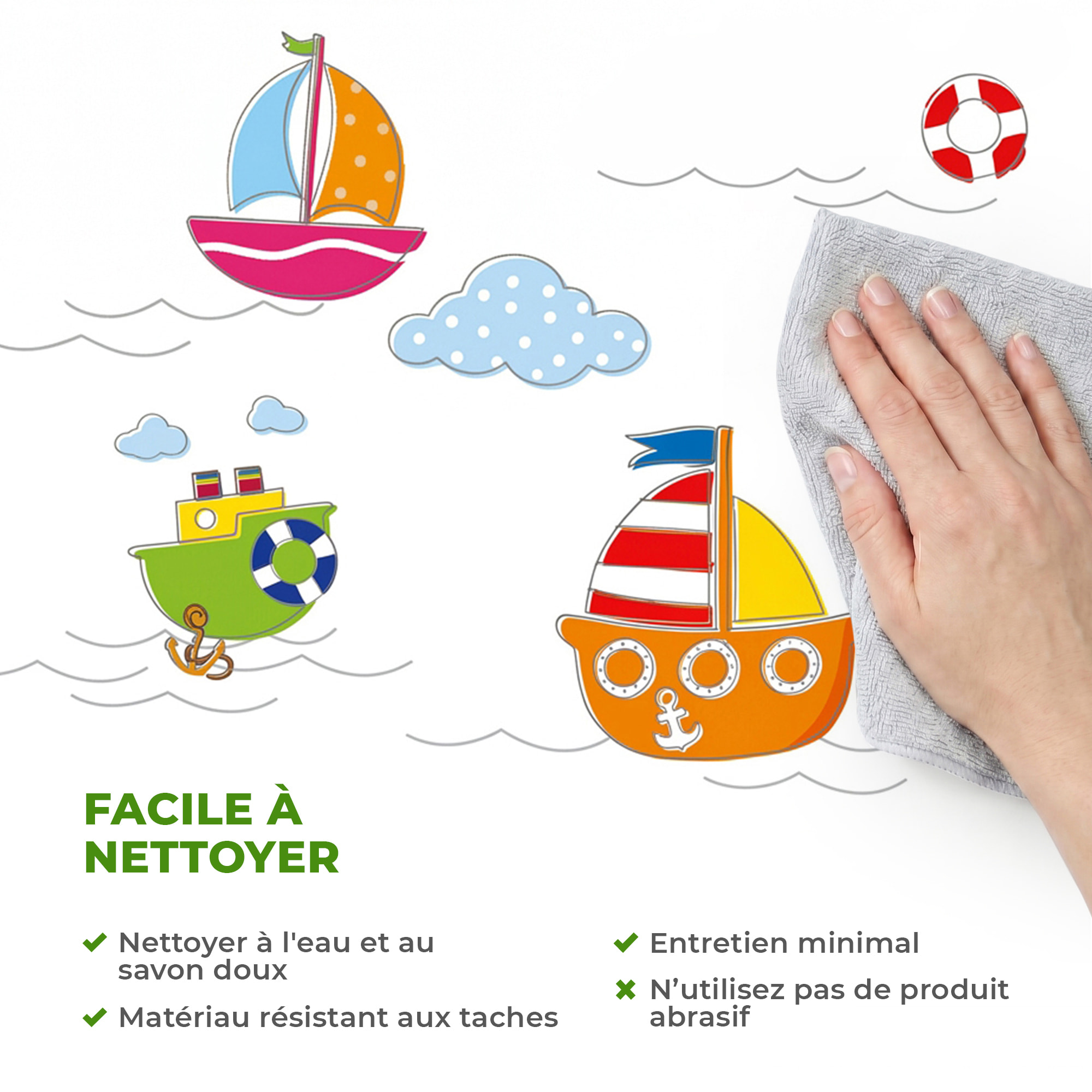 Stickers Muraux décoration adhésifs Bateaux et Nuages
