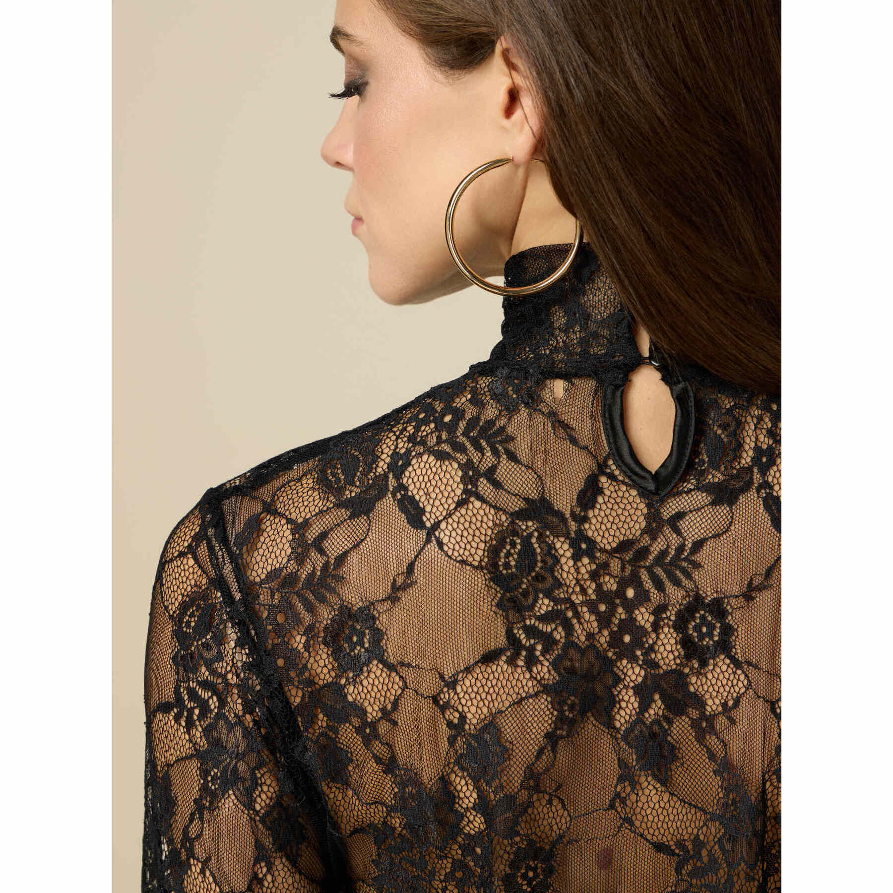 Oltre - Lupetto in pizzo see-through - Nero