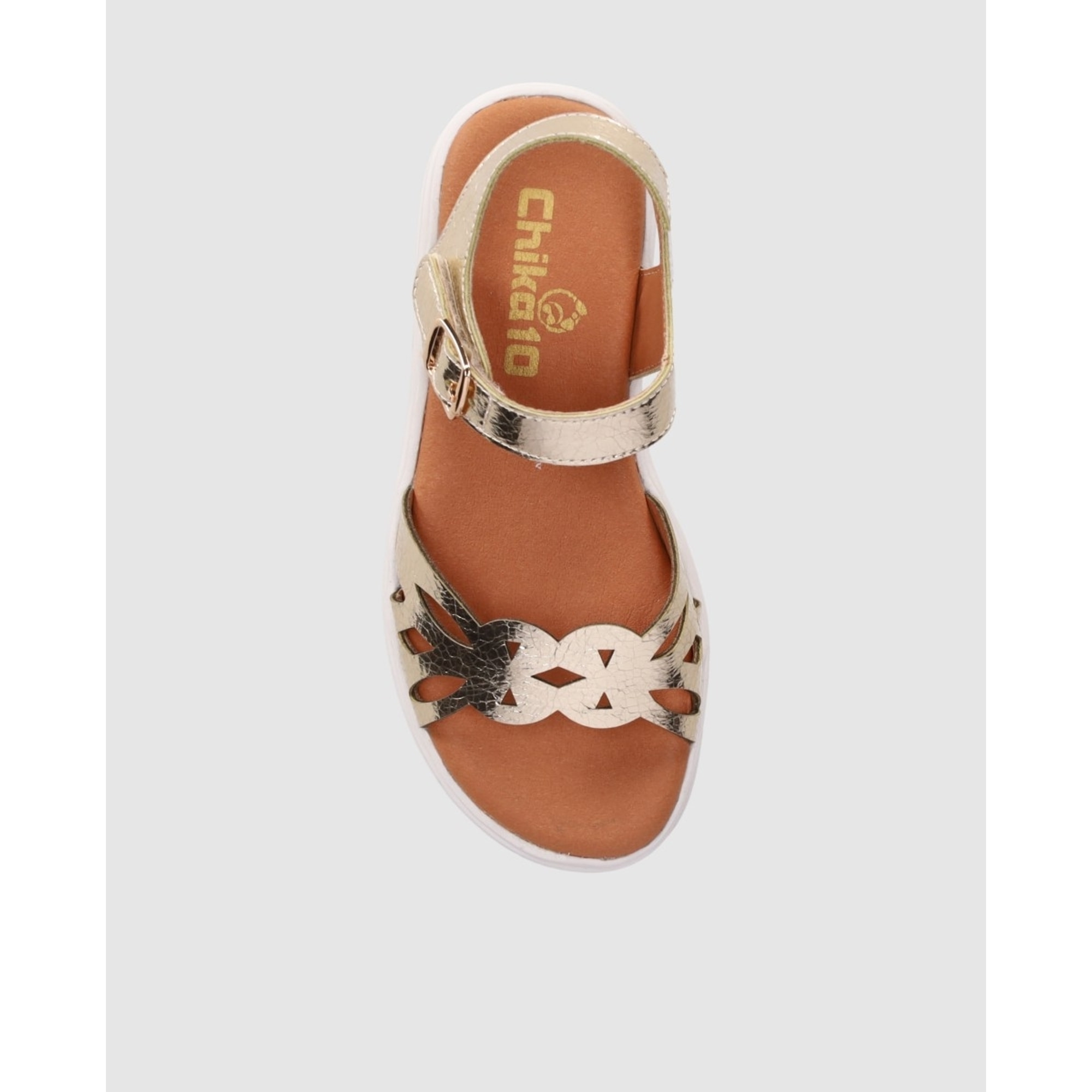 Sandalias de Piel - Platino - Tacón: 2 cm