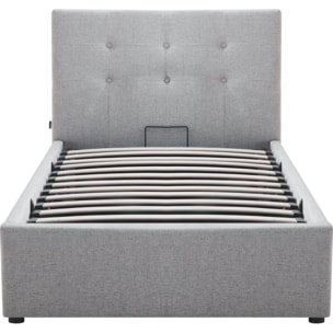 Lit coffre avec tête de lit en tissu - TINA