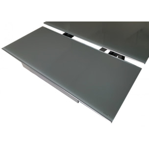 Table extensible plateau en verre gris 160/240 cm - TWIST