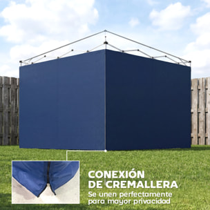 3 Paredes Laterales para Carpas de 3x3 m, Paredes Laterales de Repuesto para Cenador de Tela Oxford 210D con Cremallera, para Fiestas, 300x200 cm, Azul Oscuro