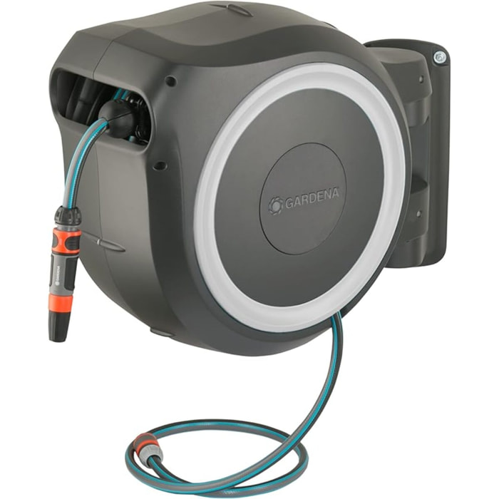 Dévidoir automatique mural RollUp M/L 25m Blanc - GARDENA - 18622-20