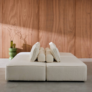 Set de 2 chauffeuses pour canapé modulable tissu bouclette crème 2 places Bao. L 180 x P 90 x H 74cm