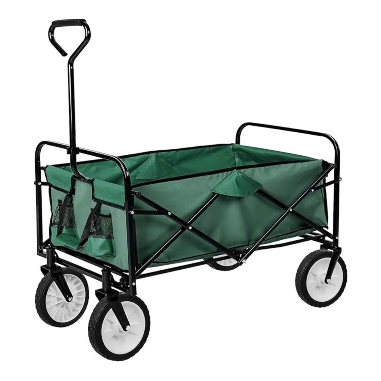 INTRECCI Carrellino Pieghevole da Spiaggia, Resistente a Raggi UV e Ruggine, Impermeabile, Peso max 80kg, con Freno e Manico Estensibile, Perfetto per Spiaggia, Pic-Nic e Campeggio, Mod. Comiso