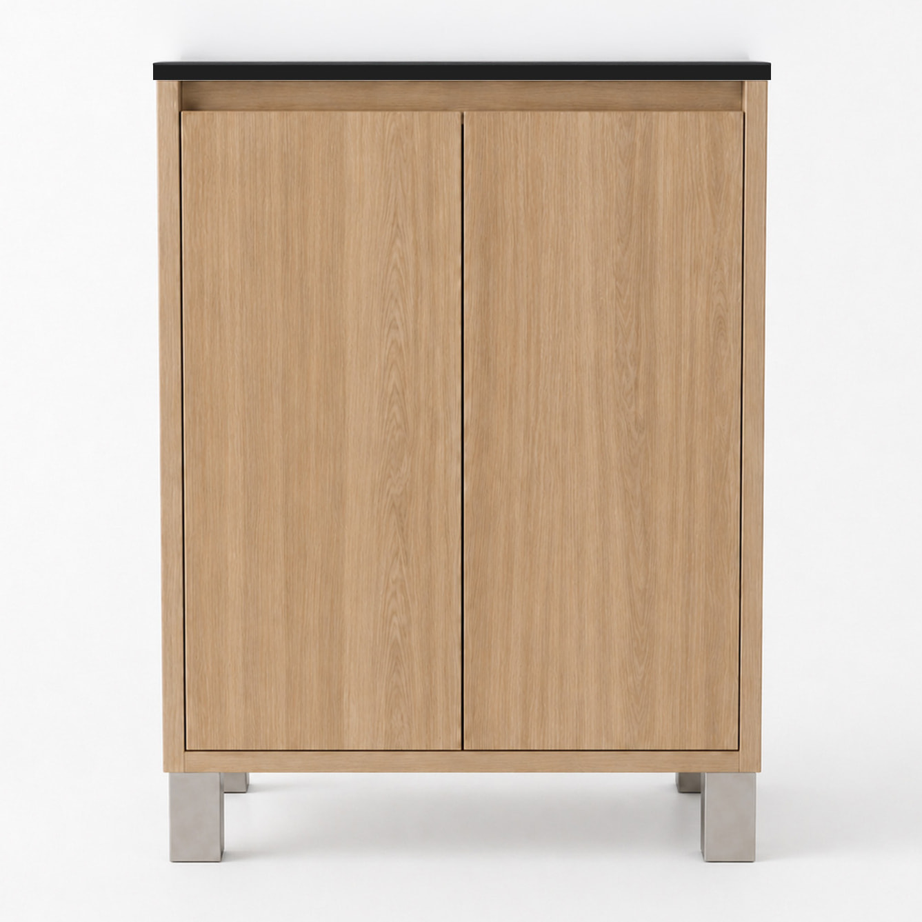 Pack Meuble Salle de Bains 70cm Chêne Clair 2 Portes avec Vasque Céramique Noire - XENOS