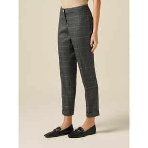 Oltre - Pantaloni regular check - Grigio