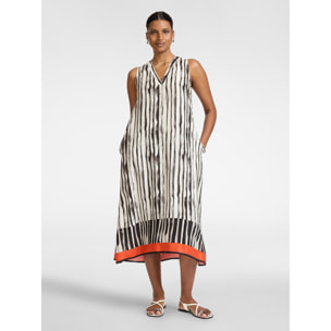 Elena Mirò - Vestido línea A satén estampado - Negro