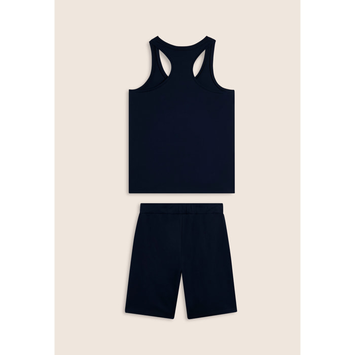 Completo sportivo in cotone con canotta e bermuda