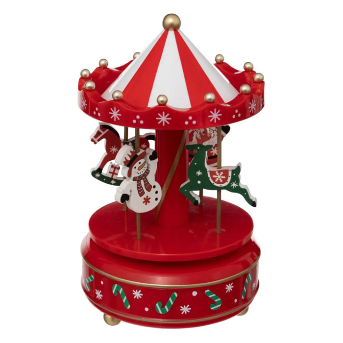 Carrousel musical père noël et bonhomme de neige