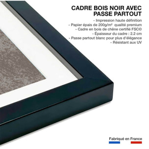Affiche Soleil couchant Affiche + cadre en bois - Noir