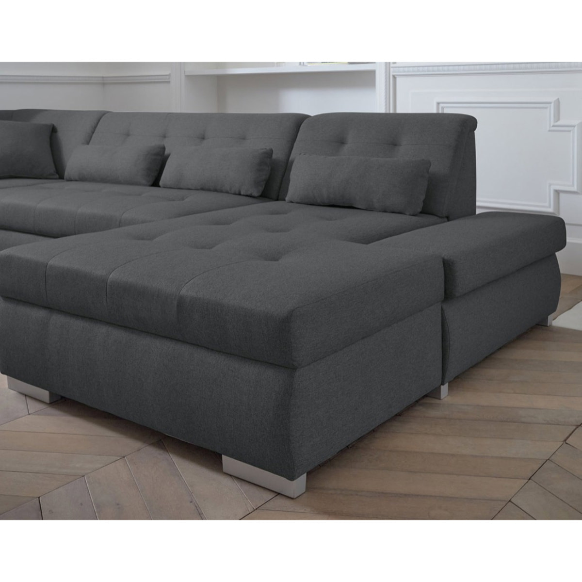 Vermont - canapé panoramique d'angle gauche - 7 places - XXL - Gris foncé