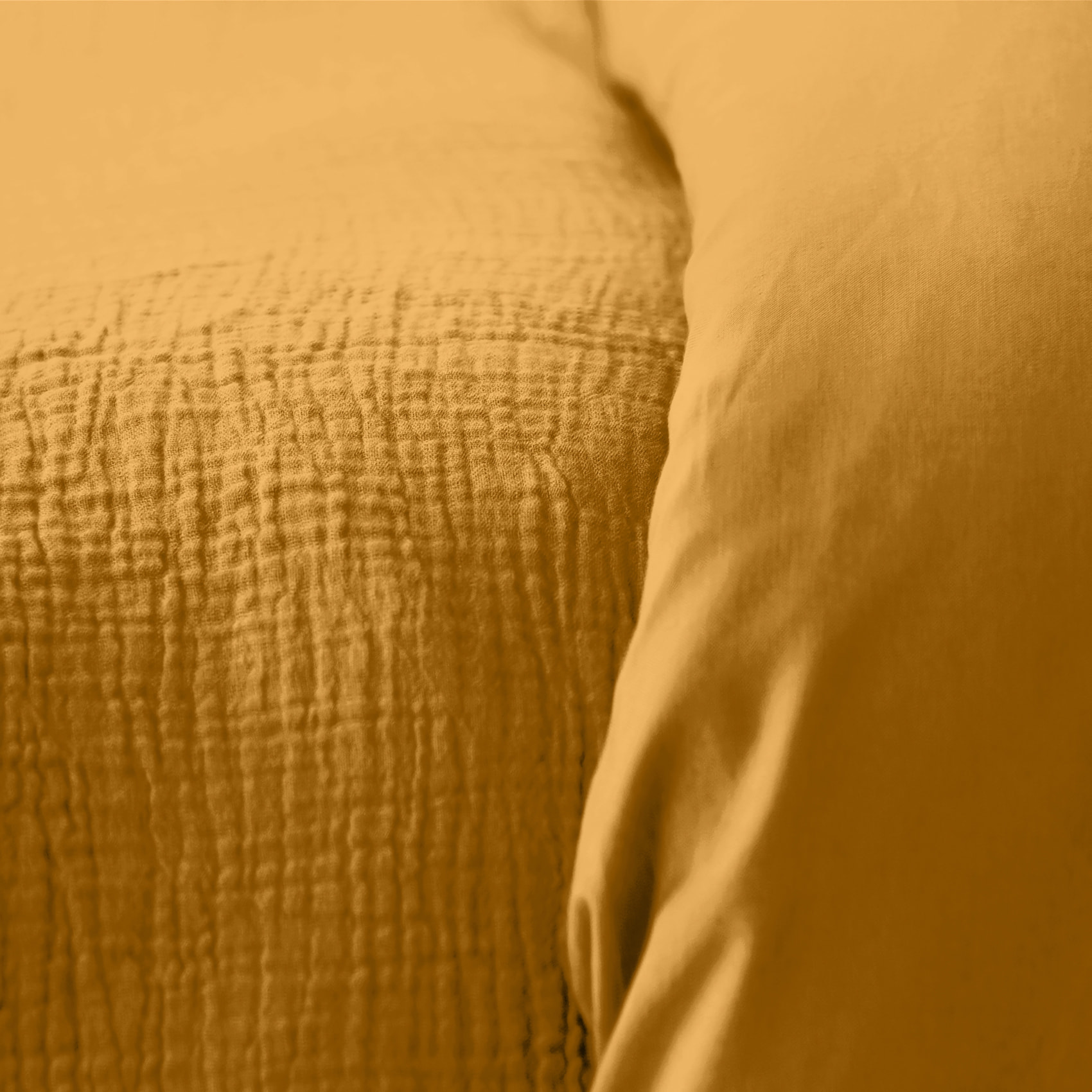 Parure de lit en double gaze de coton - Jaune