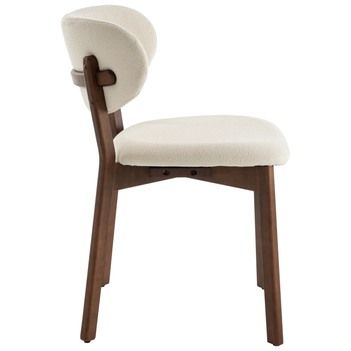 Lot de 2 chaises en bois foncé et tissu boucle beige AURA