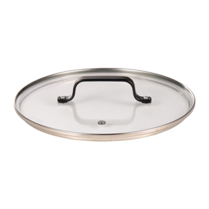 Cacerola con tapa en aluminio fundido de color negro, apta para inducción y antiadherente
