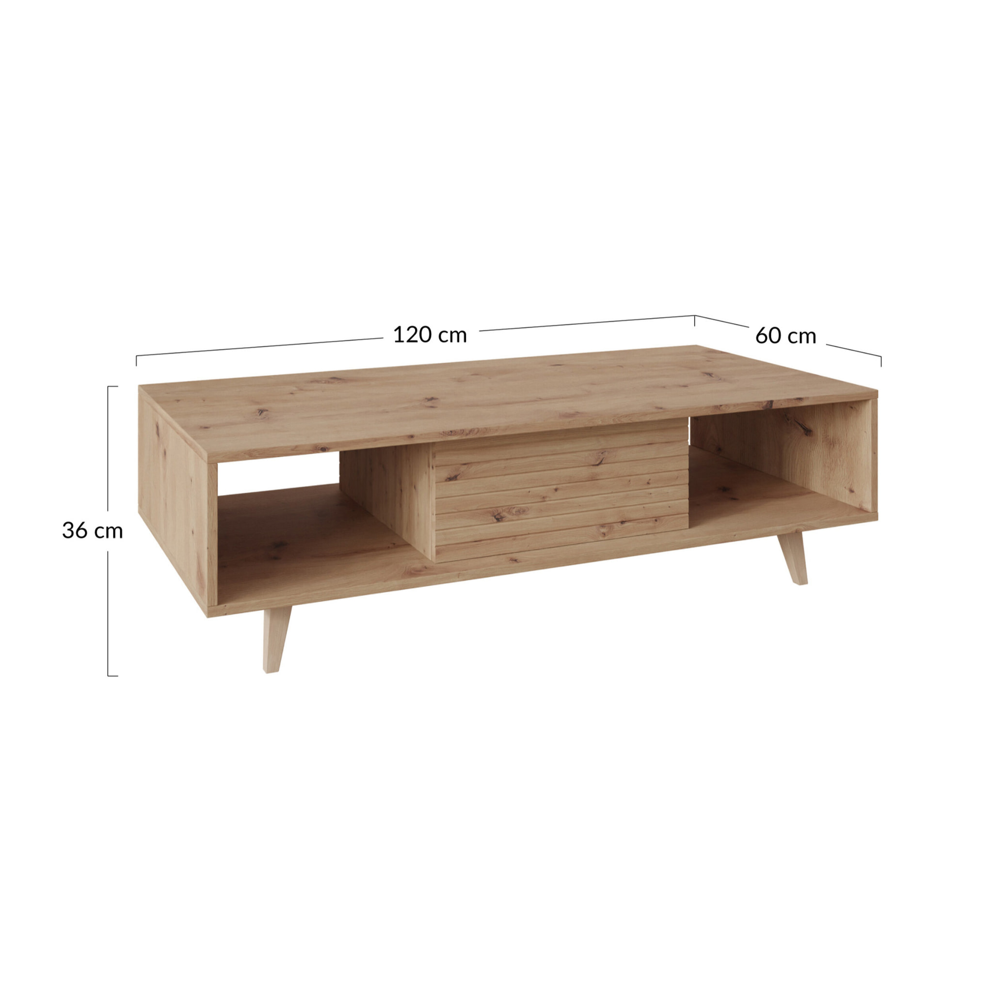 Diego - table basse - effet bois - 2 niches - 120 cm - Bois