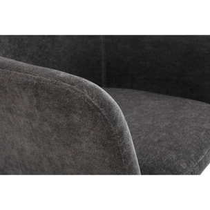 Tabourets de bar réglables tissu effet velours gris foncé et métal (lot de 2) AMIKA
