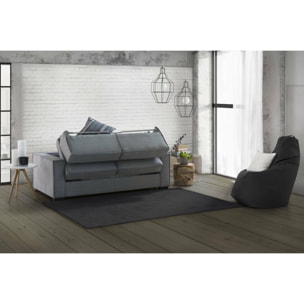Divano letto con penisola Afar, Sofà con apertura girevole, Penisola contenitore Destra, Braccioli slim, 100% Made in Italy, Cm 260x95h90, Grigio