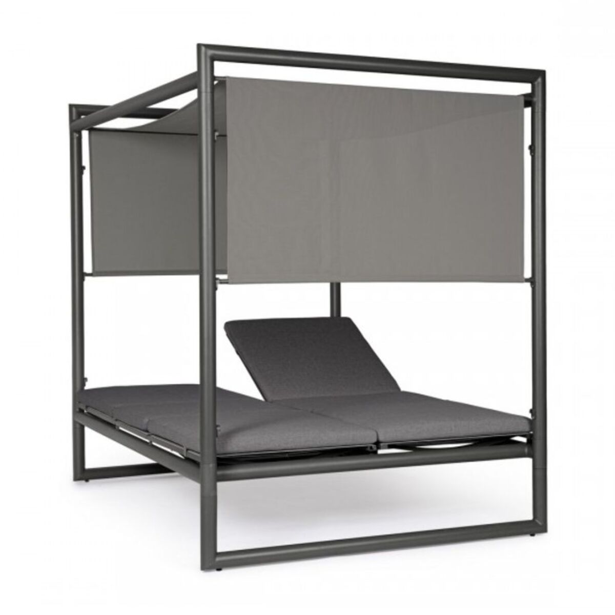 Daybed KONNOR in alluminio antracite con lettini reclinabili grigio scuro